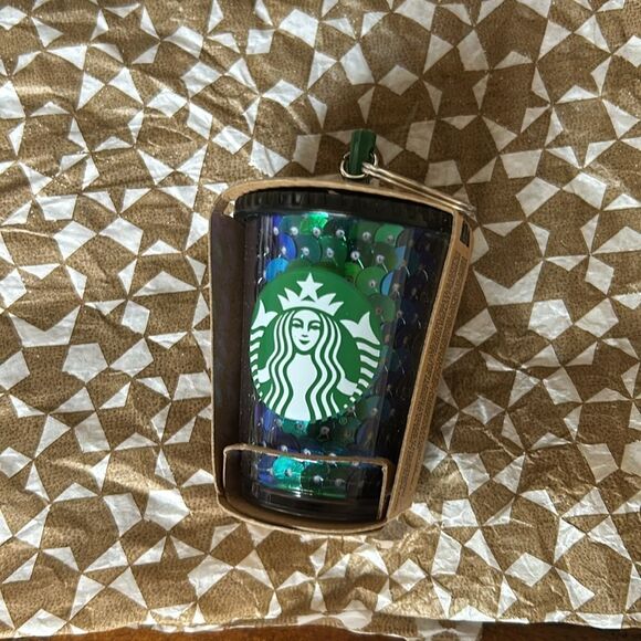 Starbucks Europe 2022 Mini Sequined Tumbler Cold Cup Key Chain Ornament NEW - Picture 2 of 7
